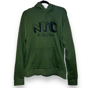 Old Navy Mens Hoodie Sweatshirt NYC The Big Apple Green Pockets Long Sleeve M‎